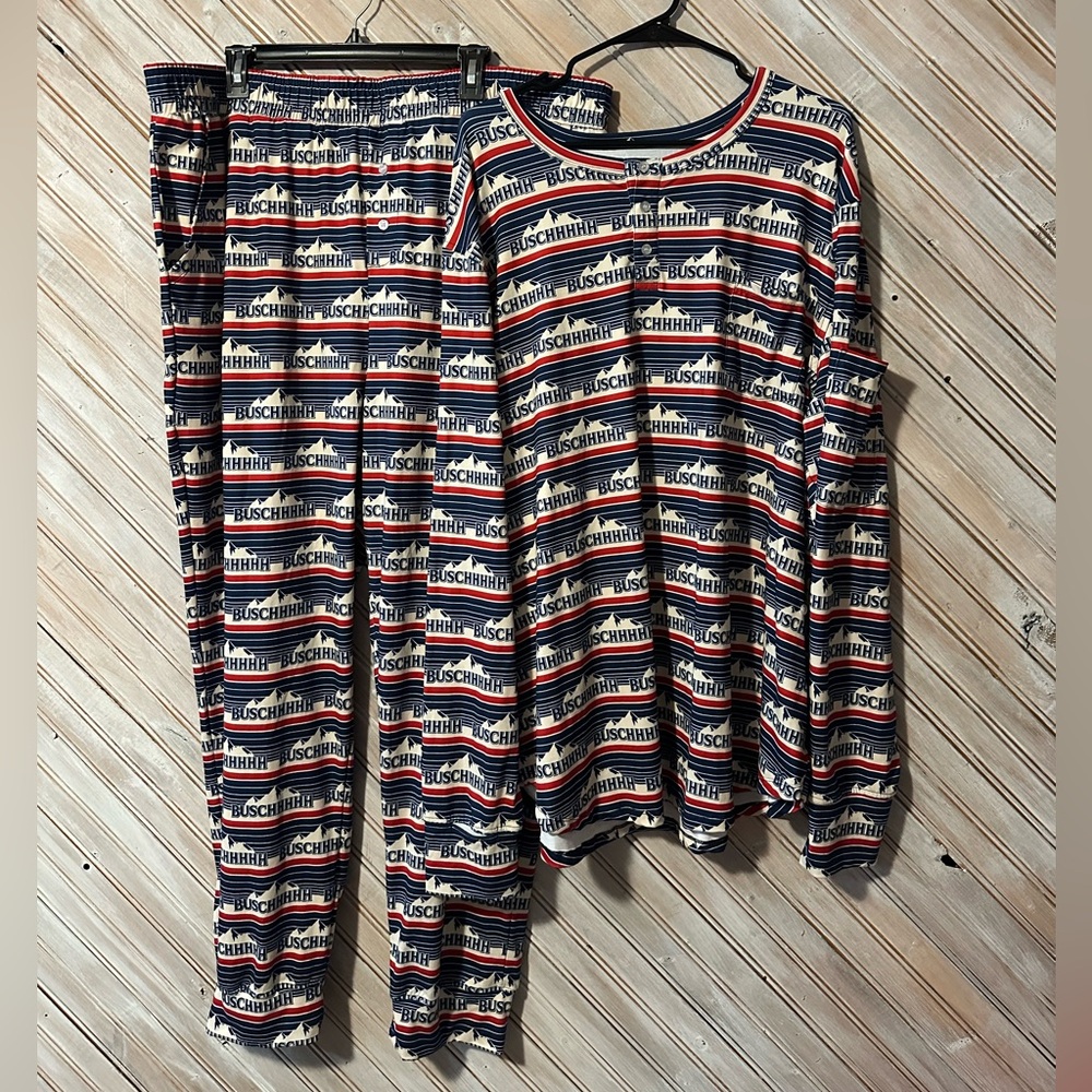 Shinesty Busch Beer Novelty Custom Soft Matching Pajama Set Festive Pattern Plus